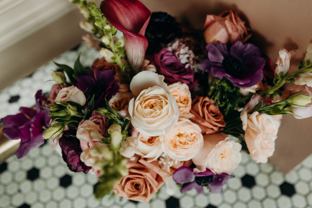 pink and purple bridal bouquet