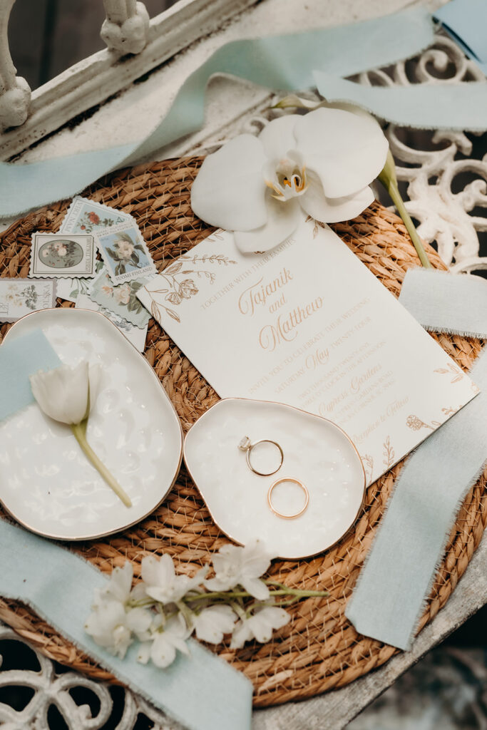 Romantic Elopement at Cypress Gardens - Blue classic country details and invitations