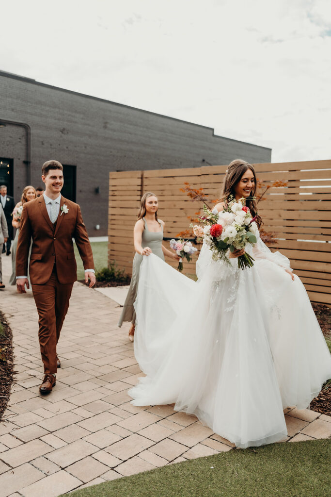 wedding party on patio