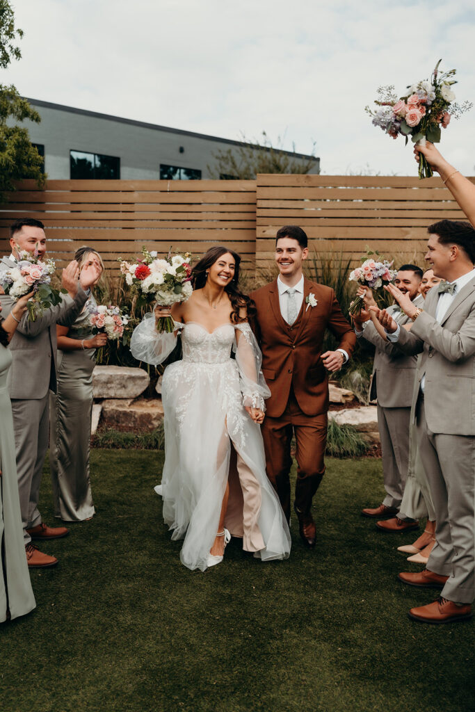 wedding party on patio