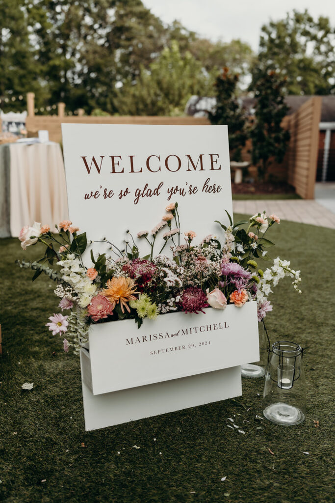 ceremony set up in courtyard outdoors in fall