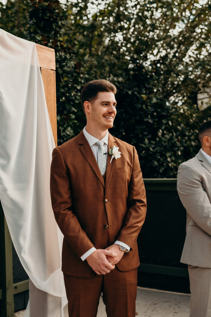 ceremony set up in courtyard outdoors in fall