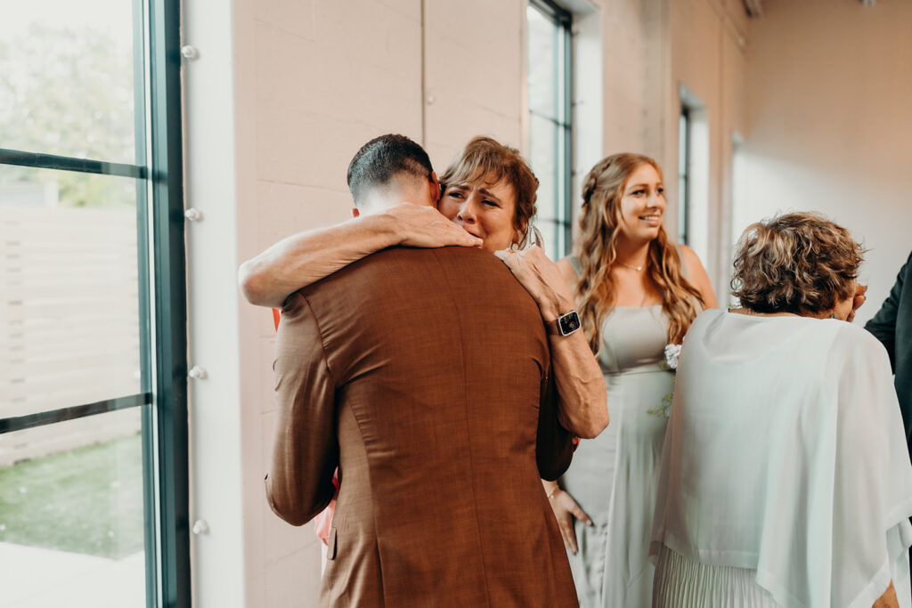 ceremony set up in courtyard outdoors in fall