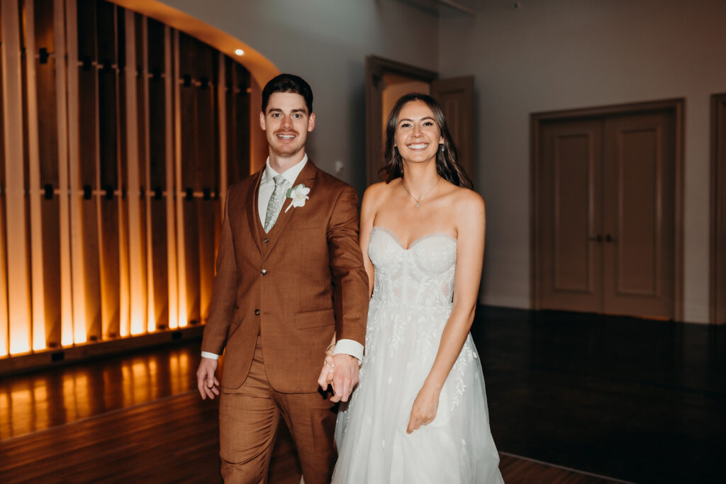reception and party with dancing, toasts, and cake cutting