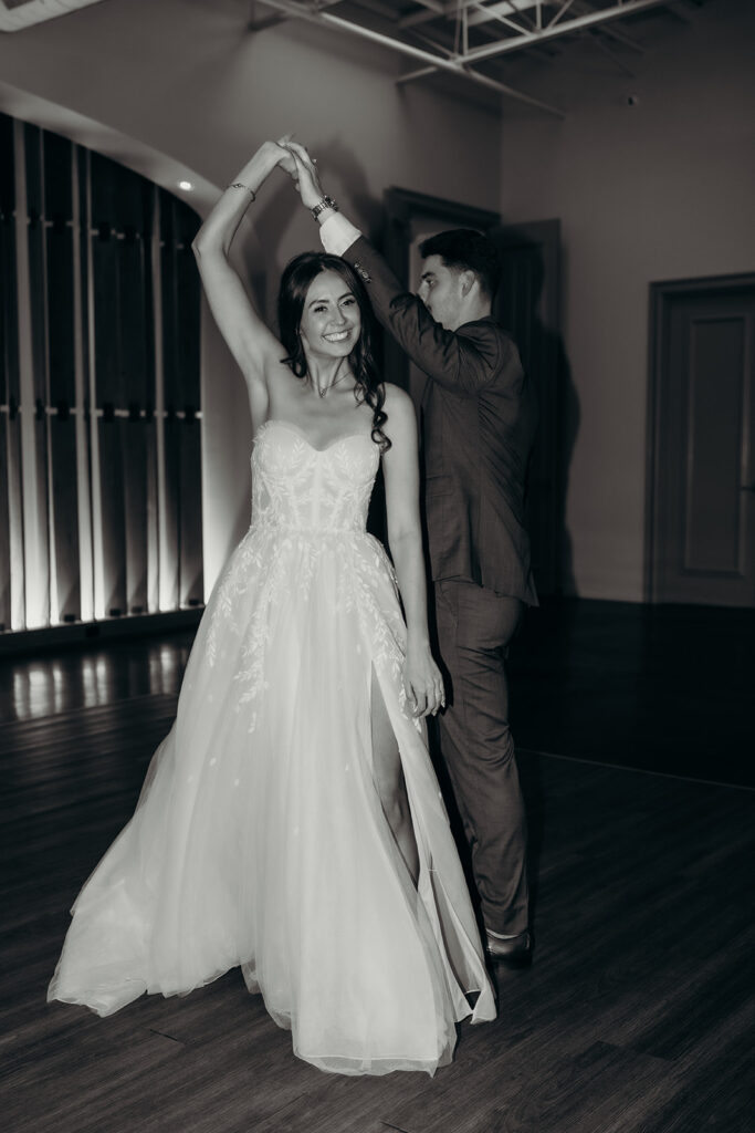 reception and party with dancing, toasts, and cake cutting