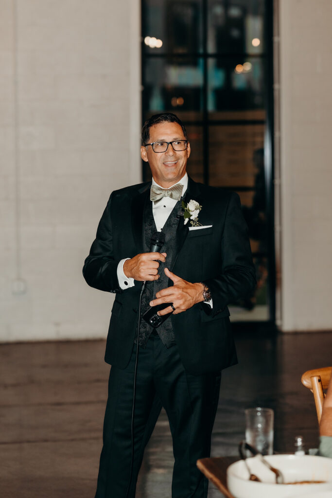 reception and party with dancing, toasts, and cake cutting