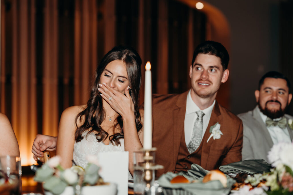 reception and party with dancing, toasts, and cake cutting