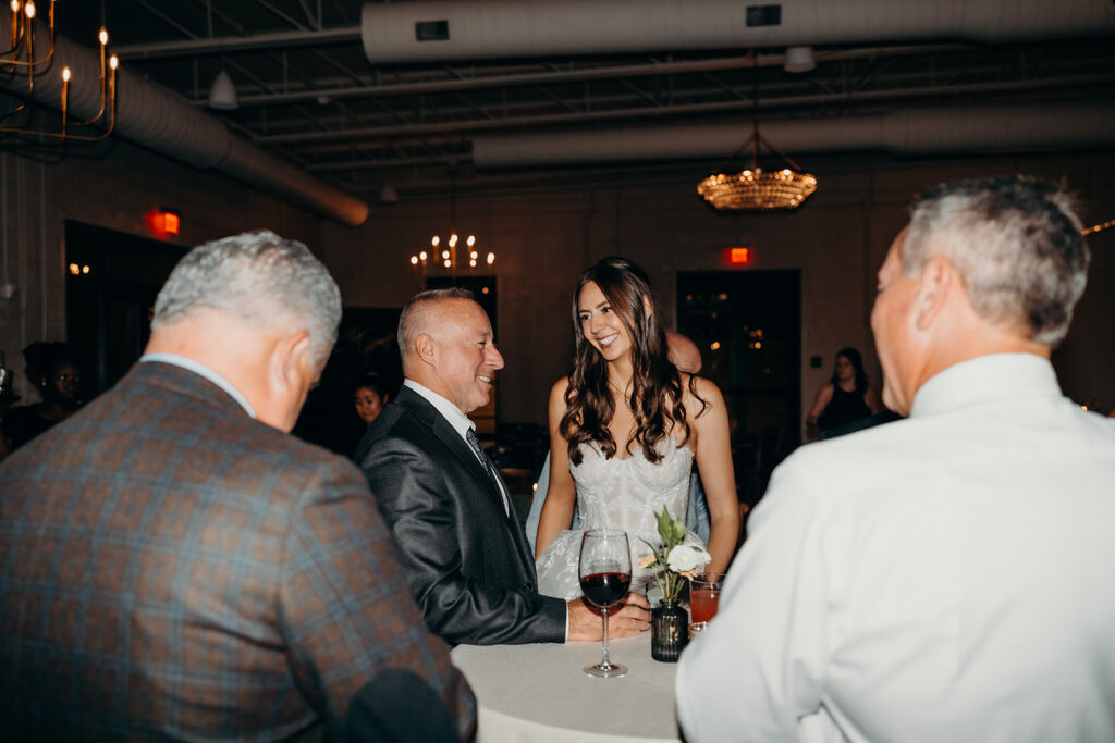 reception and party with dancing, toasts, and cake cutting