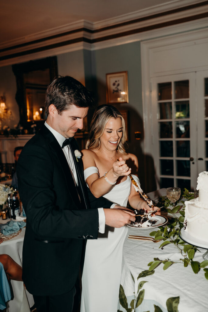 Summer wedding ceremony vintage reception decor cake cutting
