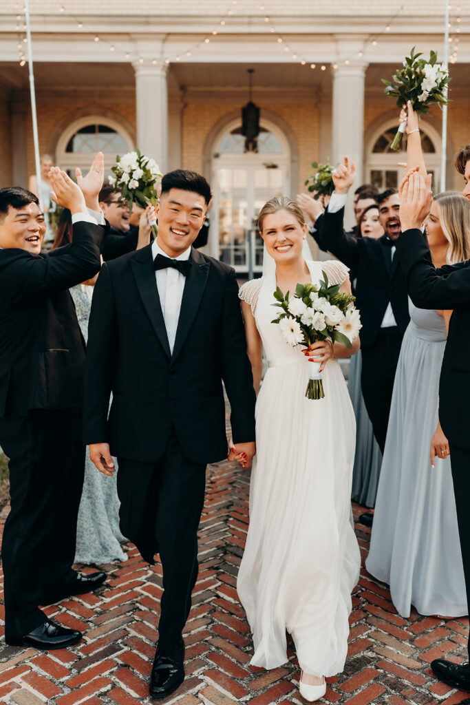 wedding party photos outside separk mansion