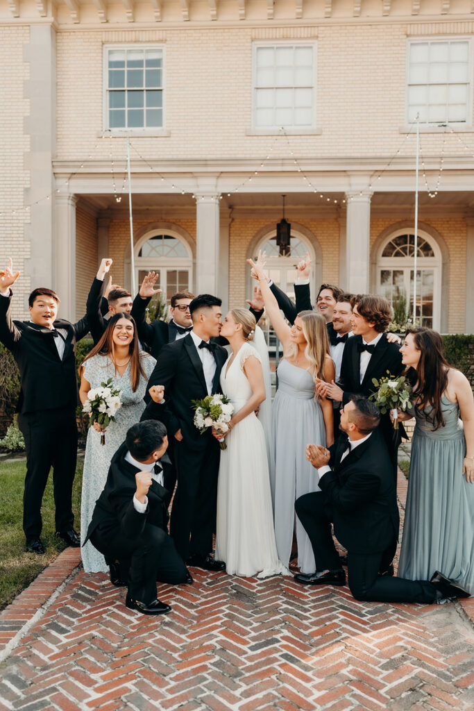 wedding party photos outside separk mansion