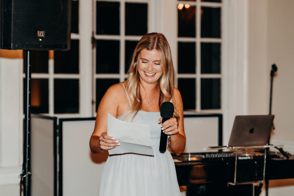 bridesmaid giving a toast