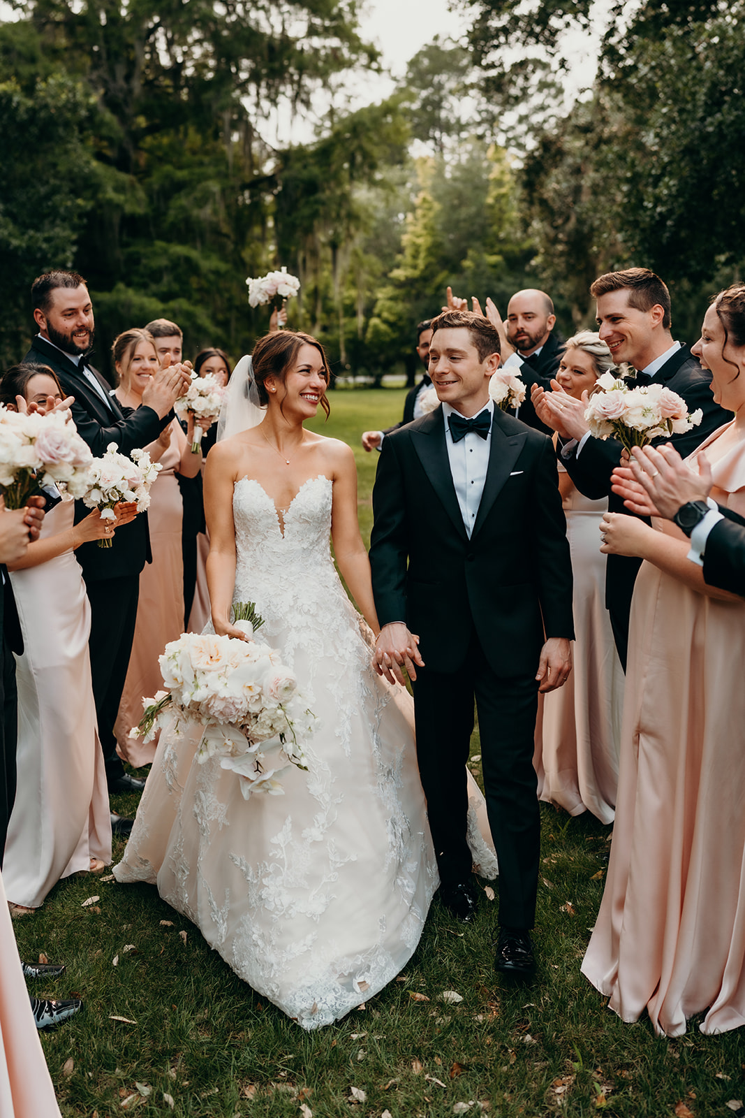 wedding party photos at magnolia plantation