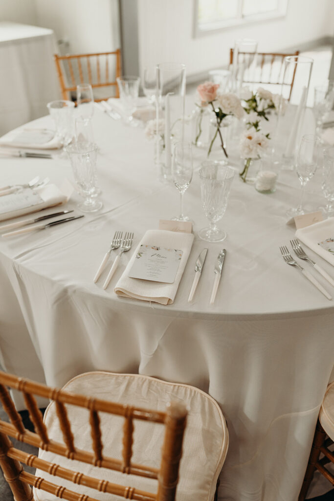 reception detail photos in carriage house