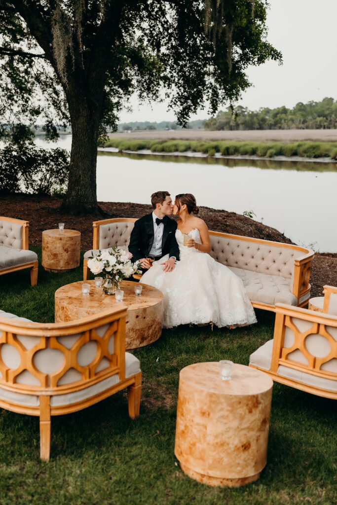 couples portraits around the gardens and under the oak trees