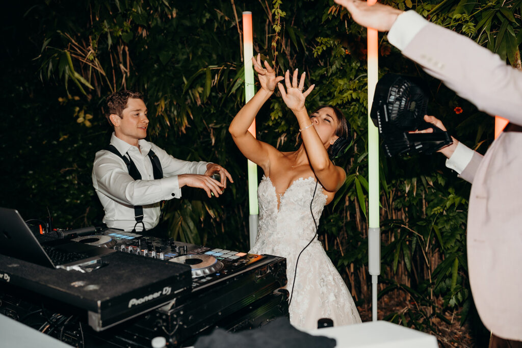 lively energetic dance floor outdoors with market lights and live sax