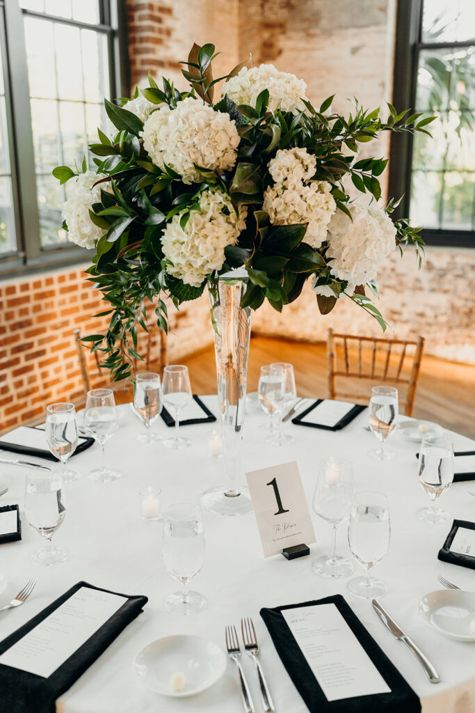 wedding reception at the cedar room table details