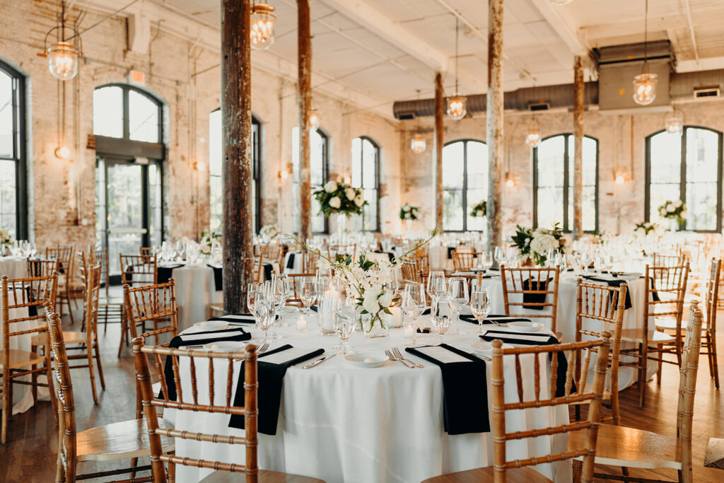 wedding reception at the cedar room table details