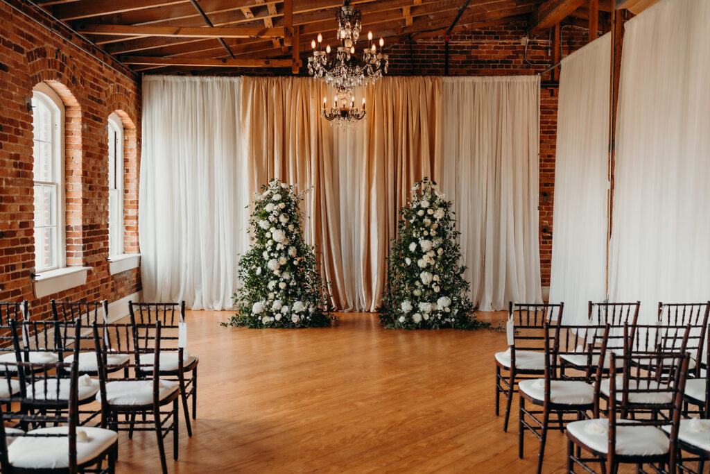 ceremony detail during ceremony at melrose knitting mill