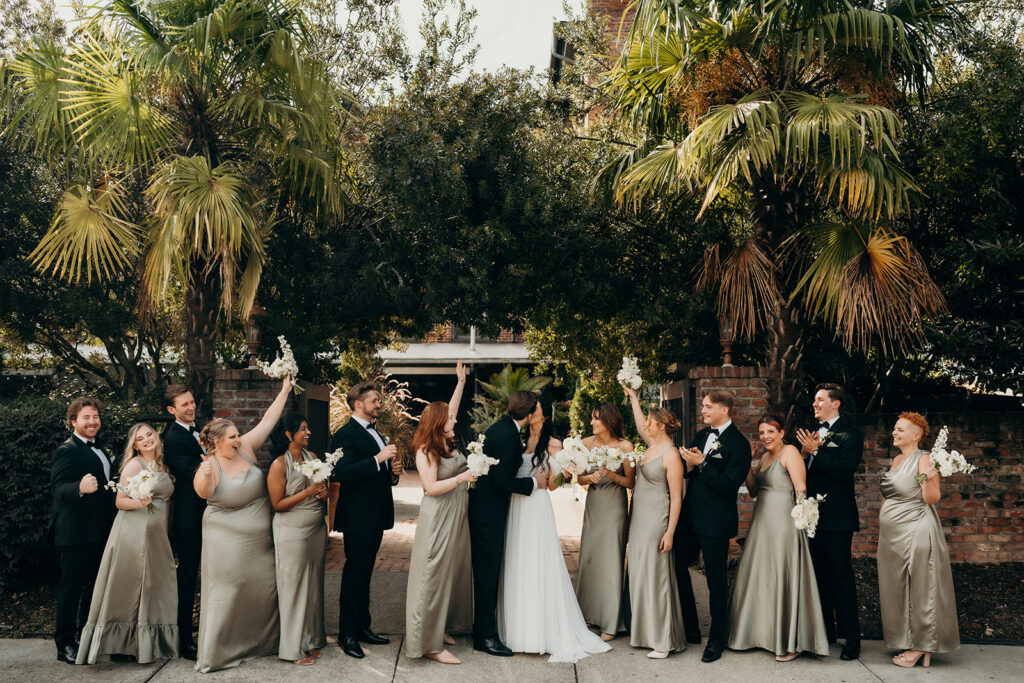 wedding party photos at melrose knitting mill