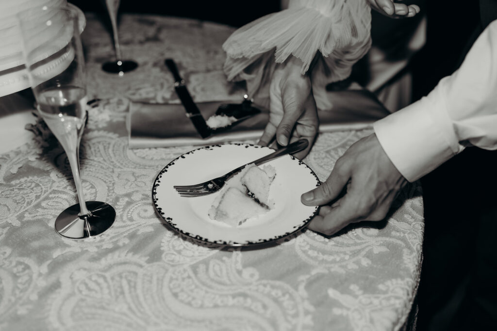 cake cutting moment at their rose hill estate wedding