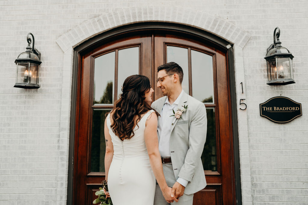 the bradford wedding venue couples portraits on steps