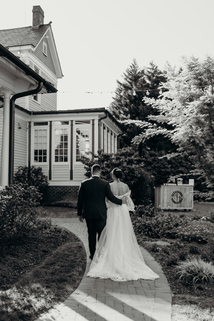 bride and groom during their ceremony walking away