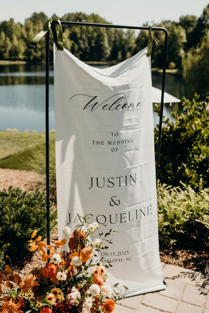 Wedding ceremony by the pond