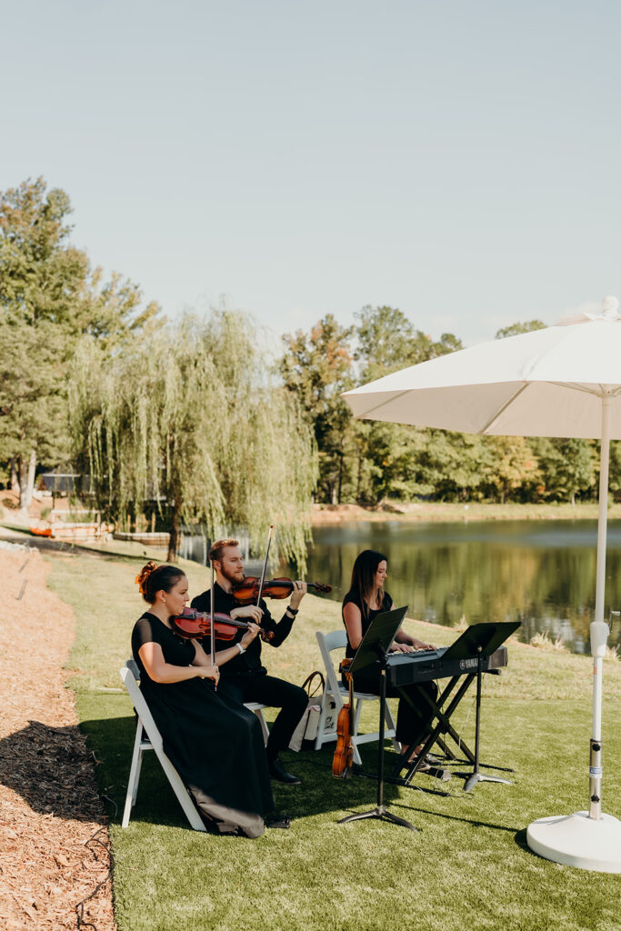 Wedding ceremony by the pond
