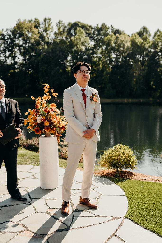 Wedding ceremony by the pond