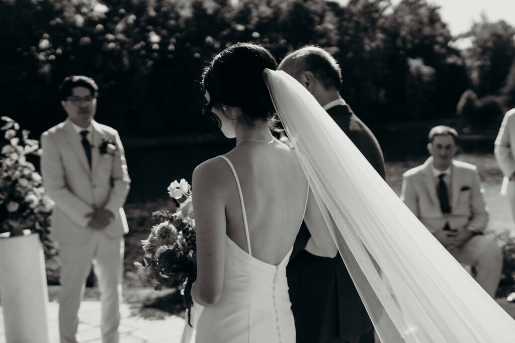 Wedding ceremony by the pond
