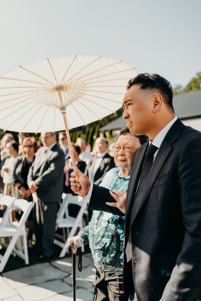 Wedding ceremony by the pond