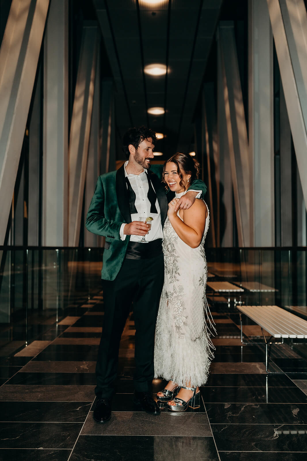 bride and groom party portraits at Founders Hall Charlotte