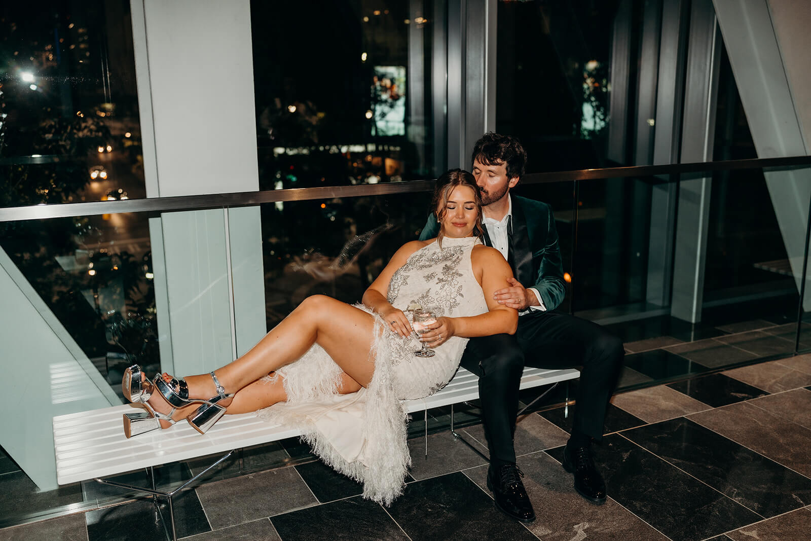 bride and groom party portraits at Founders Hall Charlotte