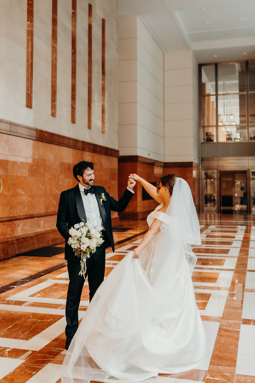 bride and groom portraits at Founders Hall Charlotte