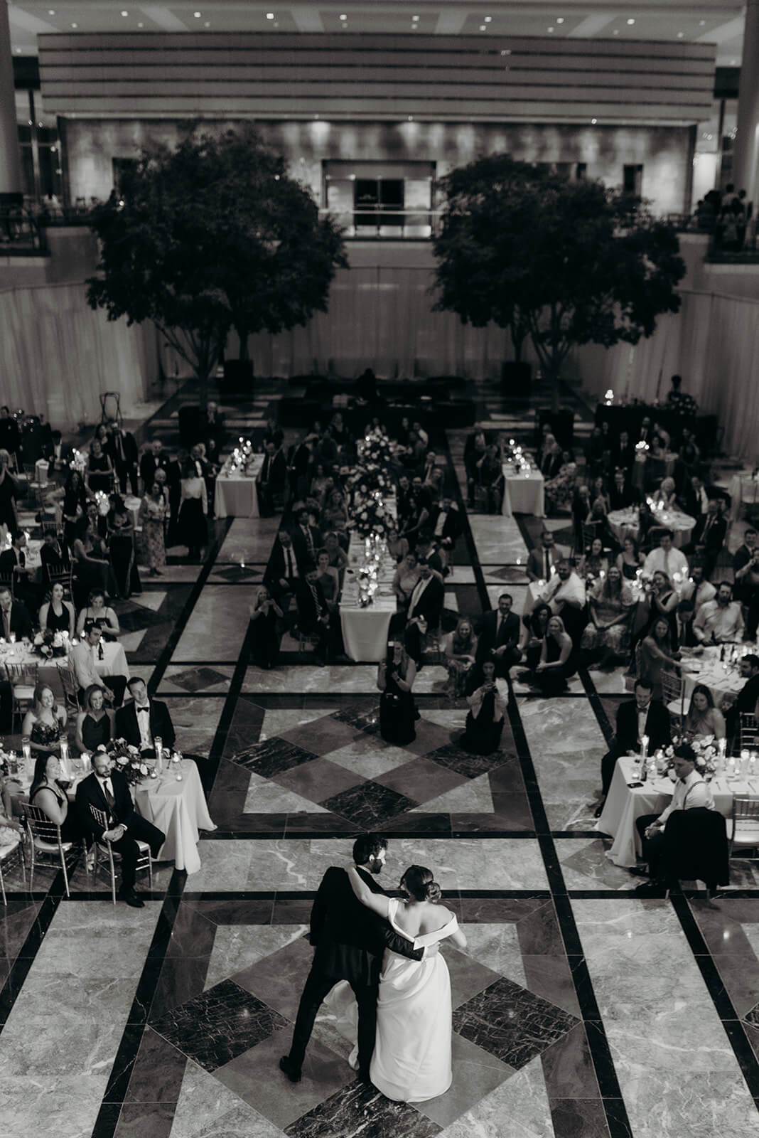 bride and groom first dance at wedding detail photos of reception at Founders Hall Charlotte