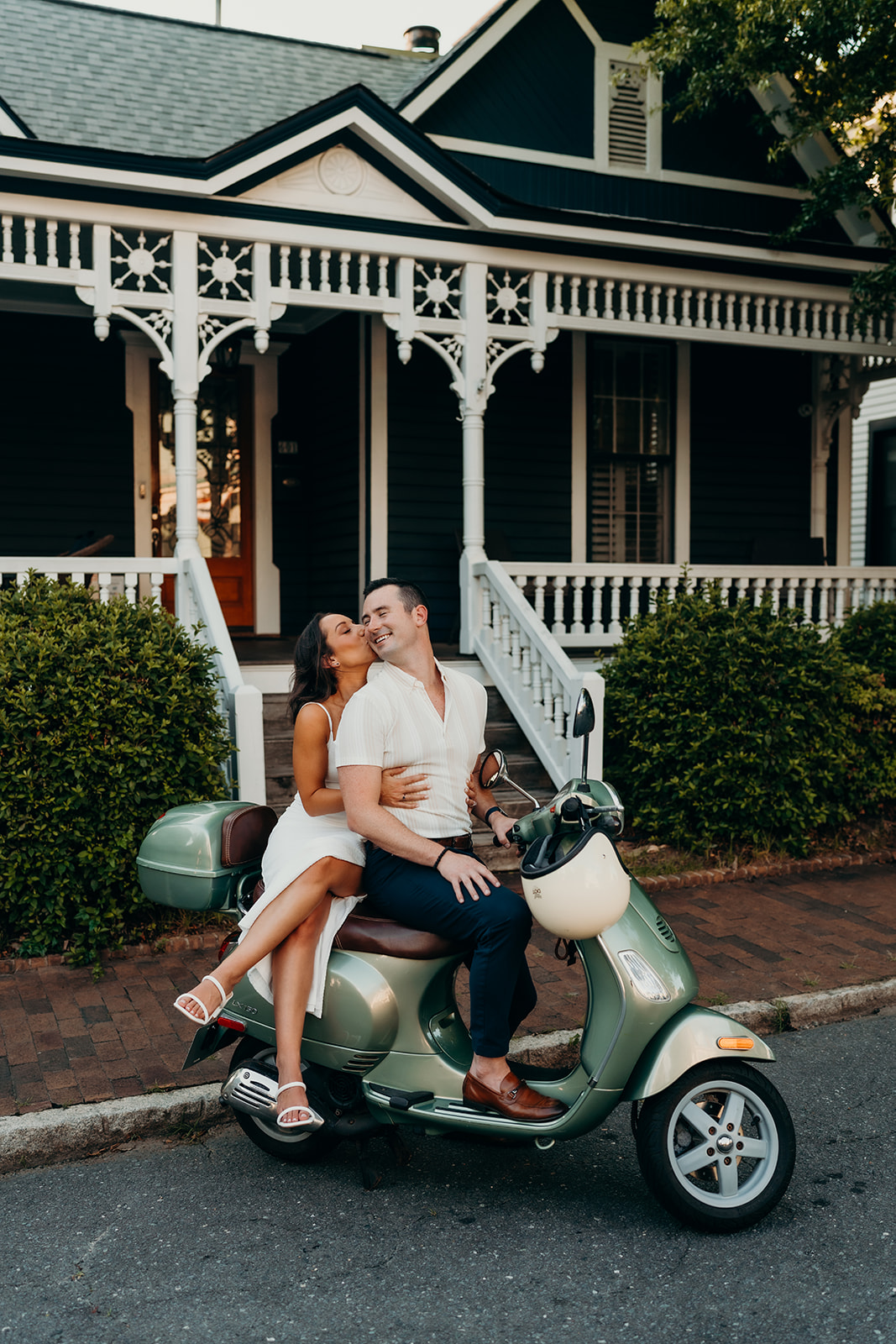 couple on vespa