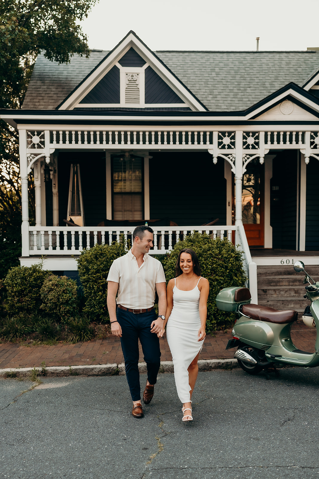 walking through neighborhood in Fourth Ward Charlotte