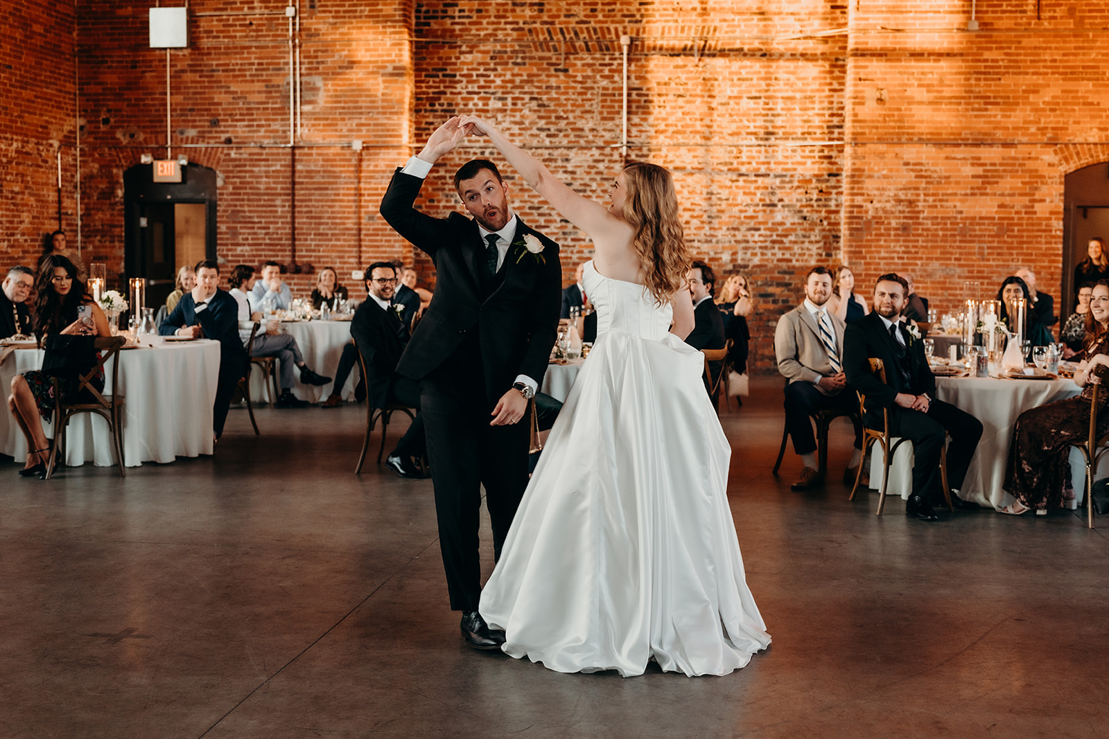 reception at dance floor Loray Mill Event Hall