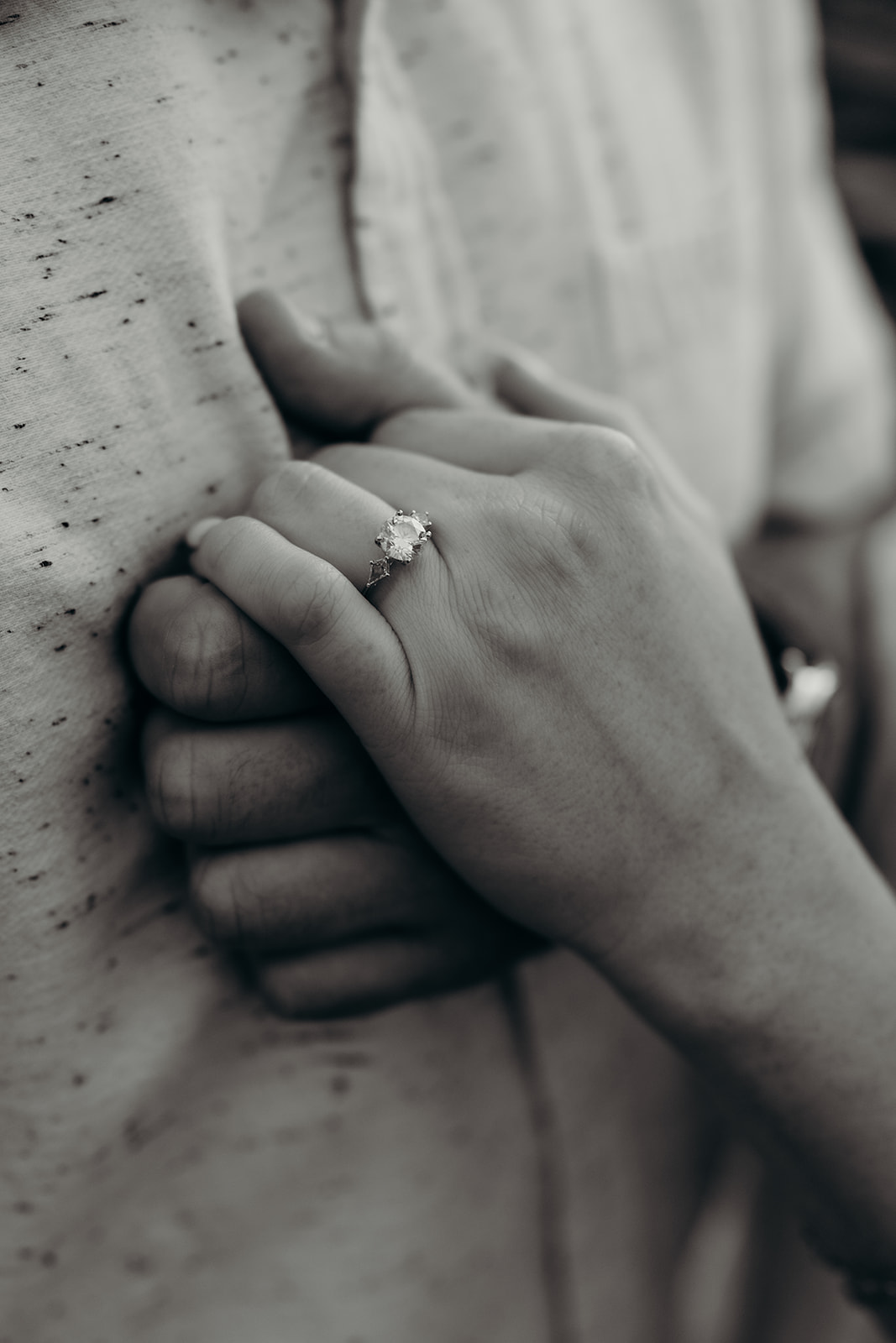 engagement ring in black and white