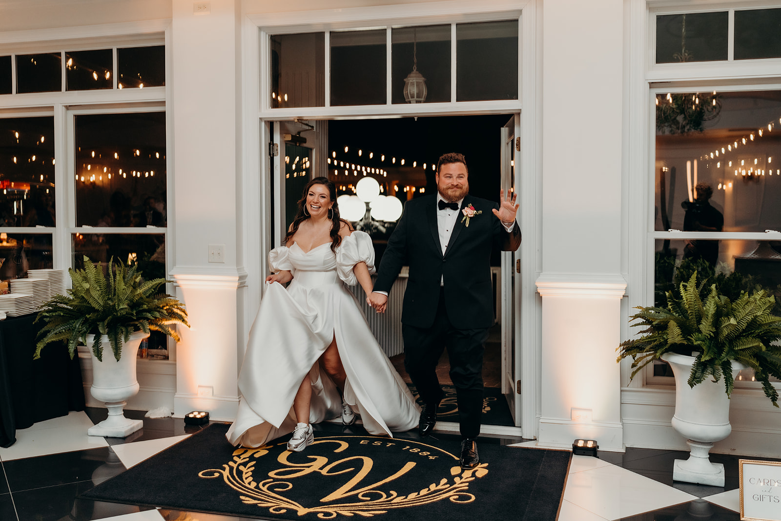 Couple entering reception at The grande victorian