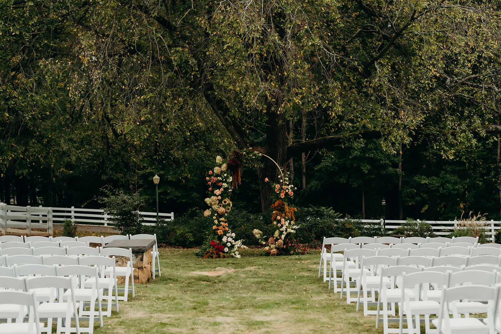 Ceremony Floral set up The Historic Wakefield Barn