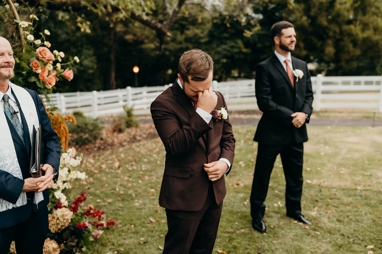 Groom seeing bride for the first time