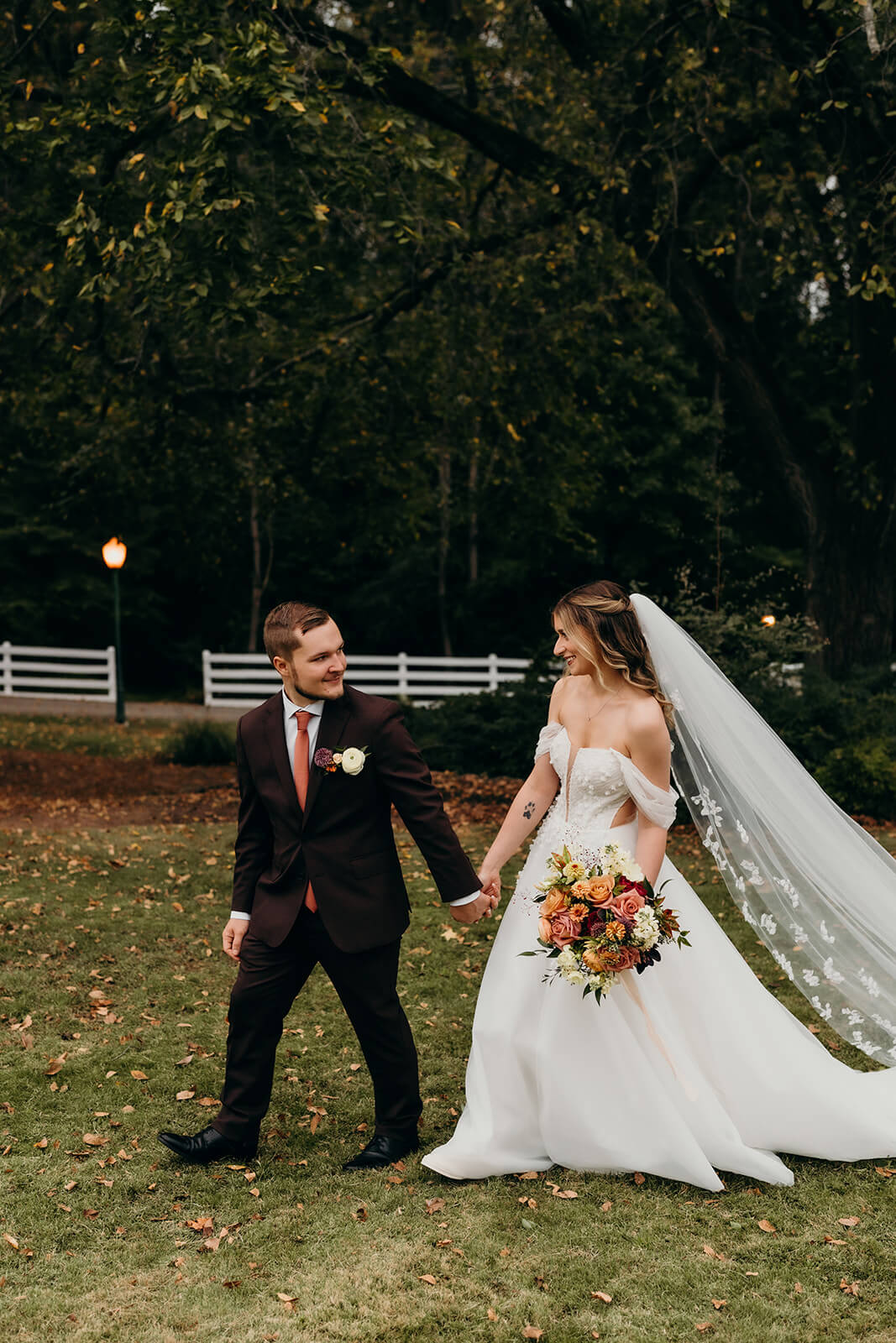 bride and groom portraits at The Historic Wakefield Barn