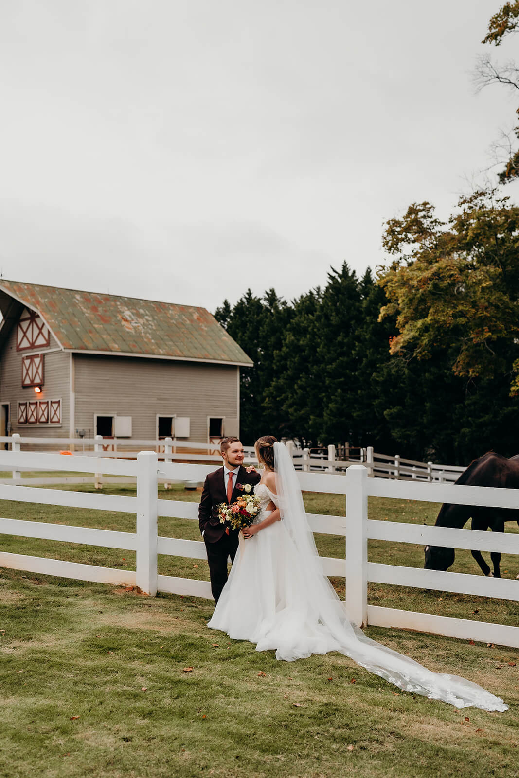 bride and groom portraits at The Historic Wakefield Barn
