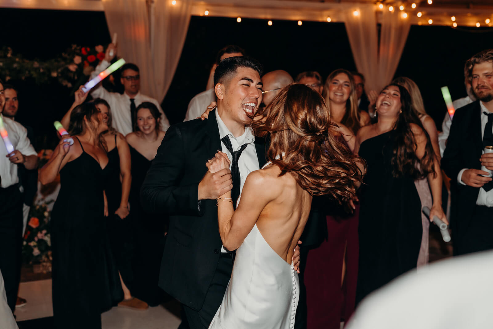 bride and groom dancing at their reception