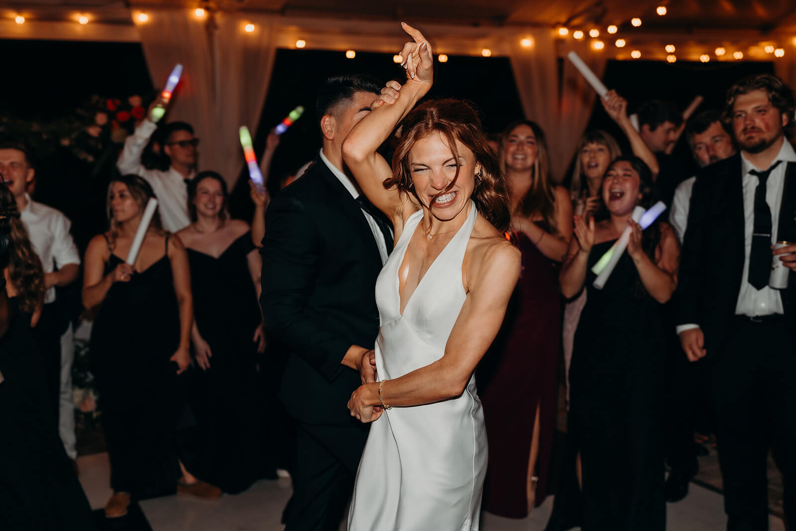 bride and groom dancing at their reception