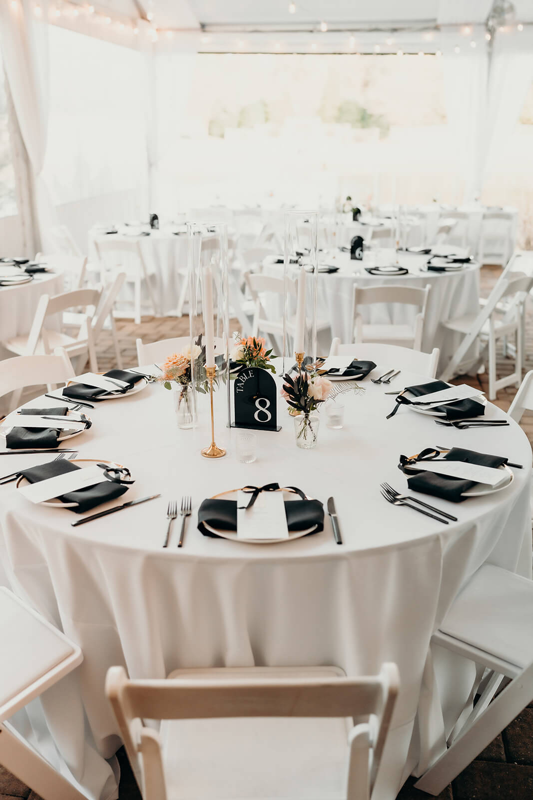 reception table set up at The Oaks at Salem