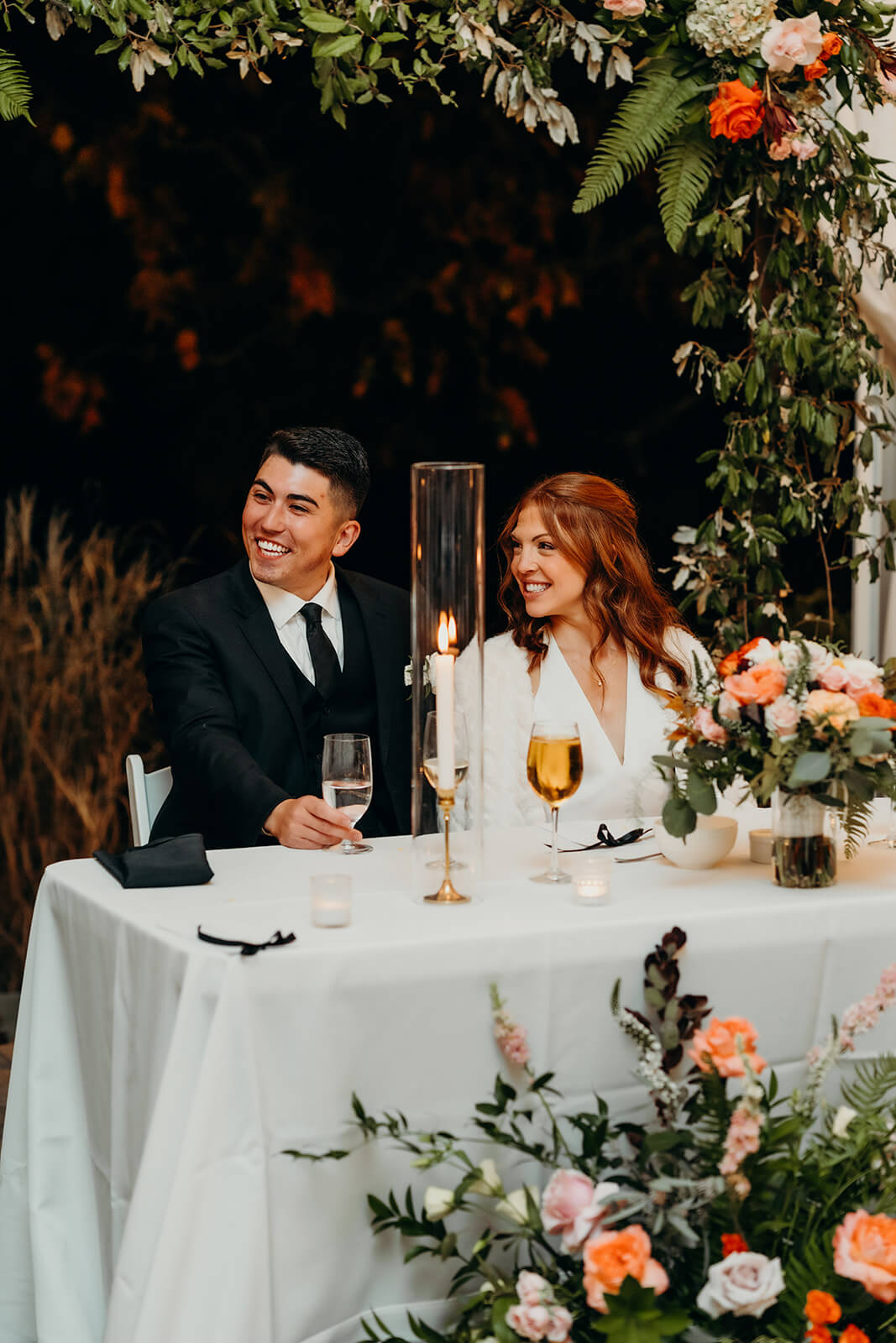 bride and groom toasts at The Oaks at Salem